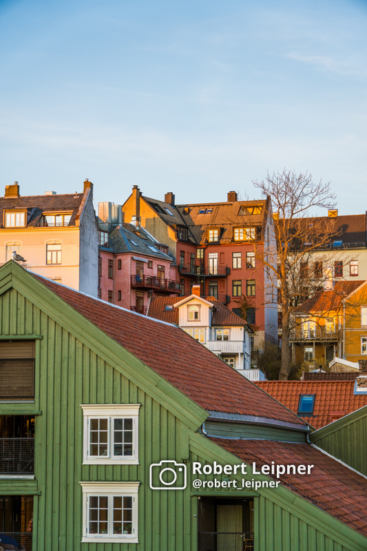 Verwinkelte Häuser in Pappenheim, von der Gamle Bybro aus gesehen